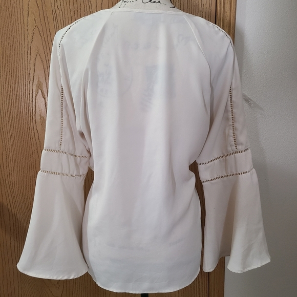 Loft Cream Ivory Lace Bell Sleeve Top - Picture 2 of 3